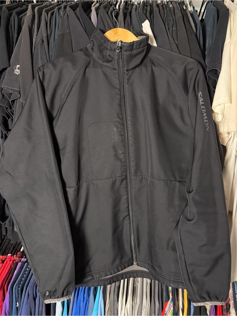 Salomon Windbreaker Jacket Mens Medium Black Gorpcore Techwear Streetwear Hiking